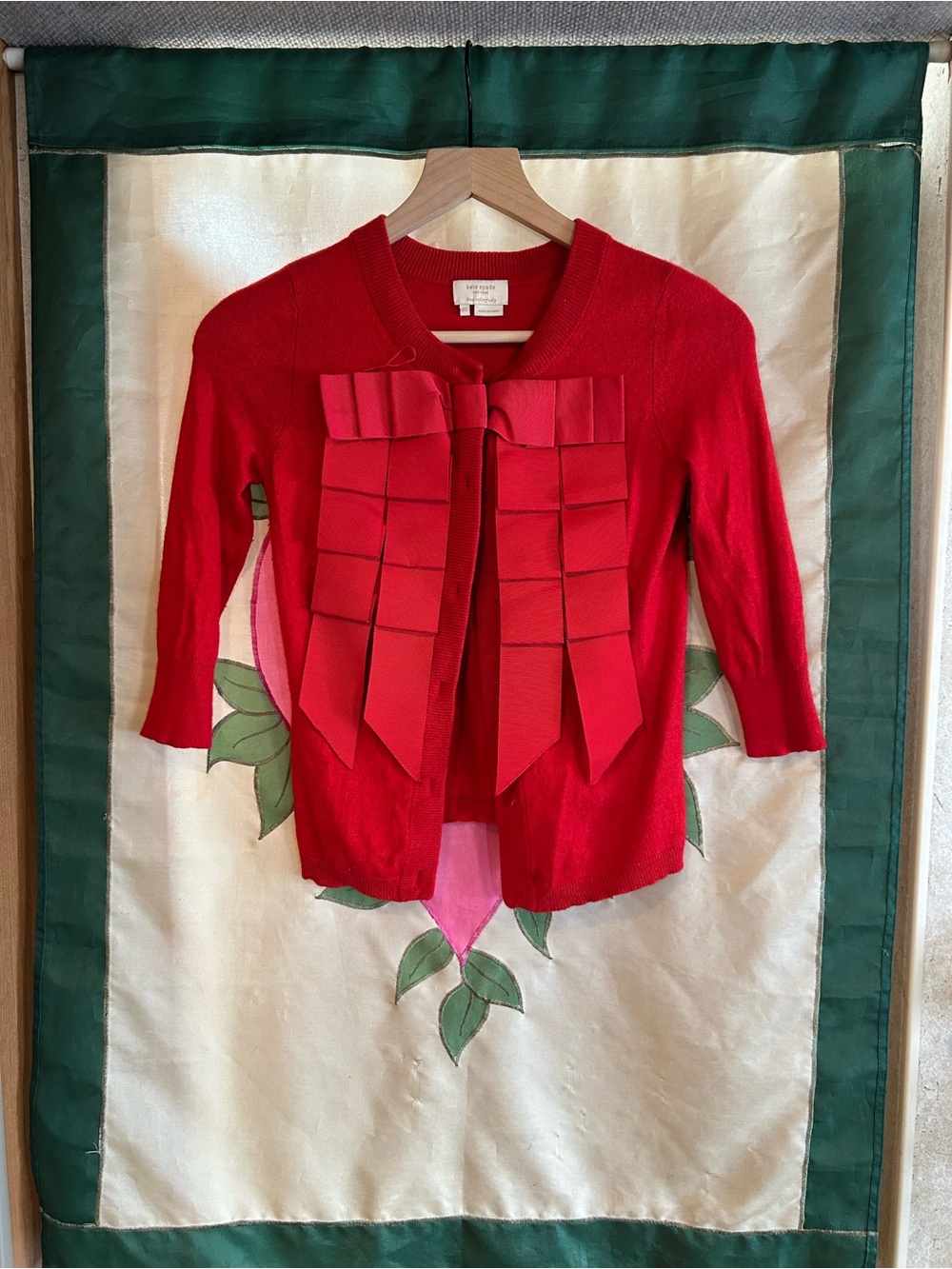 kate spade Bright Red Ribbon-Front Women's Cardigan
